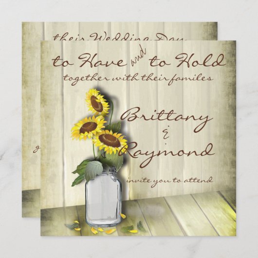 RUSTISCH LAND MASON JAR MET ZONLOWERS KAART (Voorkant / Achterkant)