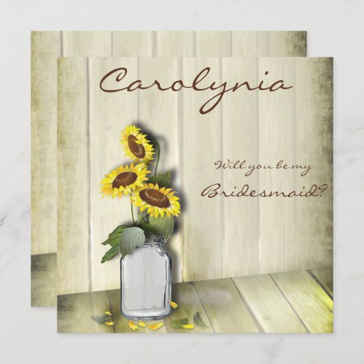 RUSTISCH LAND MASON JAR MET ZONLOWERS KAART (Voorkant / Achterkant)