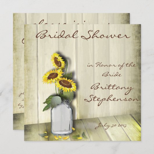 RUSTISCH LAND MASON JAR MET ZONLOWERS KAART (Voorkant / Achterkant)