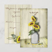 RUSTISCH LAND MASON JAR MET ZONLOWERS RSVP KAARTJE (Voorkant / Achterkant)