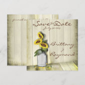 RUSTISCH LAND MASON JAR MET ZONLOWERS SAVE THE DATE (Voorkant / Achterkant)