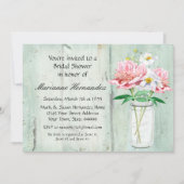 Rustisch land Mason Jar Peony Poppy Bouquet Pink Kaart (Voorkant)