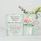 Rustisch land Mason Jar Peony Poppy Bouquet Pink Kaart (Staand voorkant)