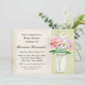 Rustisch land Mason Jar Peony Poppy Bouquet Pink Kaart (Staand voorkant)