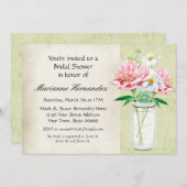 Rustisch land Mason Jar Peony Poppy Bouquet Pink Kaart (Voorkant / Achterkant)