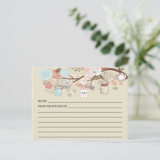 Rustisch land Mason Jar Recipe-kaarten Briefkaart (Staand voorkant)