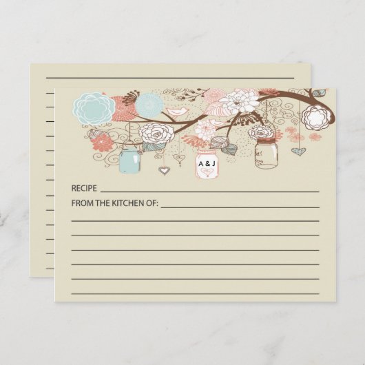 Rustisch land Mason Jar Recipe-kaarten Briefkaart (Voorkant / Achterkant)