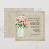 Rustisch land Mason Jar Rozen Rehearsal Dinner Kaart (Voorkant / Achterkant)