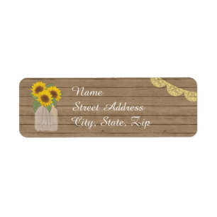 Rustisch land Mason Jar Sunflower Label