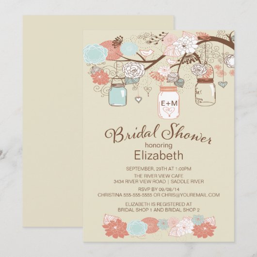 Rustisch land Mason Jar Vrijgezellenfeest Kaart (Voorkant / Achterkant)