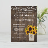 Rustisch Land Mason Jar Vrijgezellenfeest Sunflowe Kaart (Staand voorkant)