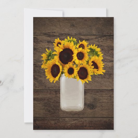 Rustisch Land Mason Jar Vrijgezellenfeest Sunflowe Kaart (Achterkant)