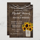 Rustisch Land Mason Jar Vrijgezellenfeest Sunflowe Kaart (Voorkant / Achterkant)