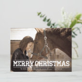 RUSTISCH LAND MERRY CHRISTMAS WINE STRIPES FOTO FEESTDAGENKAART (Staand voorkant)