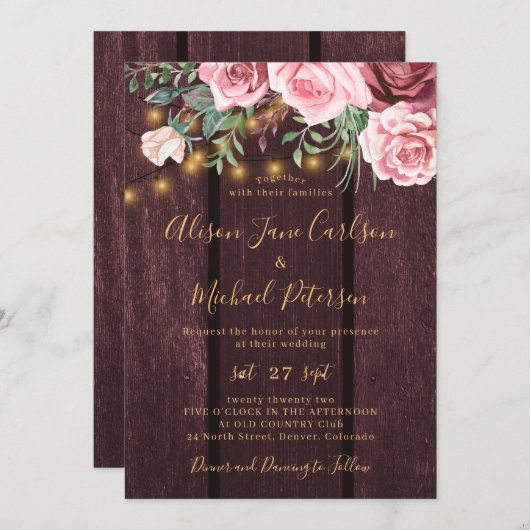 Rustisch land met een goudbruine bruidebruine brui kaart (Voorkant / Achterkant)