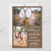 Rustisch land met houten foto's collage bruiloft magnetische uitnodiging (Voorkant)