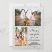 Rustisch land met houten foto's collage bruiloft magnetische uitnodiging (Voorkant)