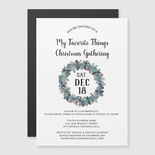 Rustisch land met kerstfeestfeest Magnet (Voorkant / Achterkant)