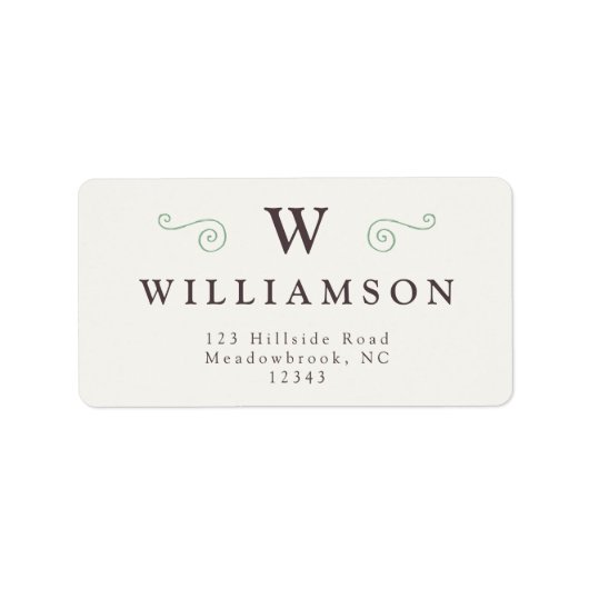 Rustisch Land Modern Monogram Retouradres Etiket (Voorkant)