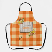 Rustisch land monogrammen oranje gingham schort (Voorkant)
