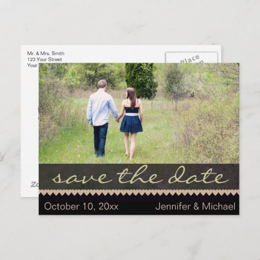 Rustisch land  Opslaan datum Aankondigingskaart (Voorkant / Achterkant)