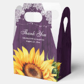 Rustisch land Paars Wood Sunflower Wedding Bedankdoosjes (Geopend)