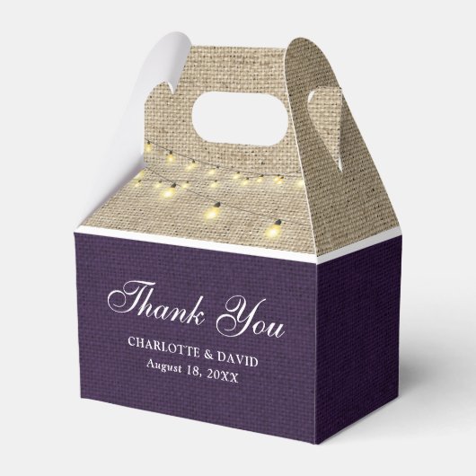 Rustisch land Paarse bruiloft bedankt Bedankdoosjes (Achterkant)