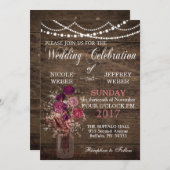 Rustisch land Paarse Mason Jar country Weddenschap Kaart (Voorkant / Achterkant)