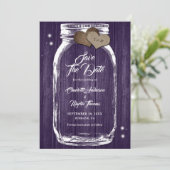 Rustisch land Paarse Mason Jar Wedding Save The Date (Staand voorkant)