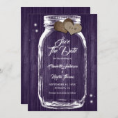 Rustisch land Paarse Mason Jar Wedding Save The Date (Voorkant / Achterkant)