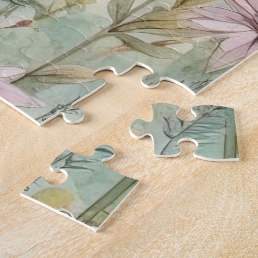 Rustisch land Pastel Wildflower Sage Green Legpuzzel (Zijkant)