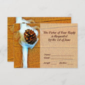 Rustisch land Pinecone Wedding RSVP-kaarten RSVP Kaartje (Voorkant / Achterkant)