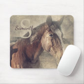 Rustisch Land Quarter Horse Monogram Name Initiaal Muismat (Met muis)
