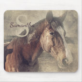 Rustisch Land Quarter Horse Monogram Name Initiaal Muismat (Voorkant)