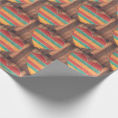Rustisch Land Rainbow Wooden Heart Cadeaupapier (Hoek)