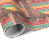 Rustisch Land Rainbow Wooden Heart Cadeaupapier (Rol Hoek)