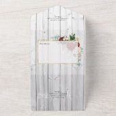 Rustisch Land Red en White Boho Floral Wedding All In One Uitnodiging (Buitenkant)