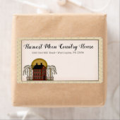 Rustisch Land Red Saltbox House & Moon Shipping Etiket (Insitu)