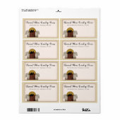 Rustisch Land Red Saltbox House & Moon Shipping Etiket (Full Sheet)