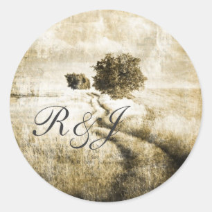 Rustisch land Road western buitenhuwelijk Ronde Sticker