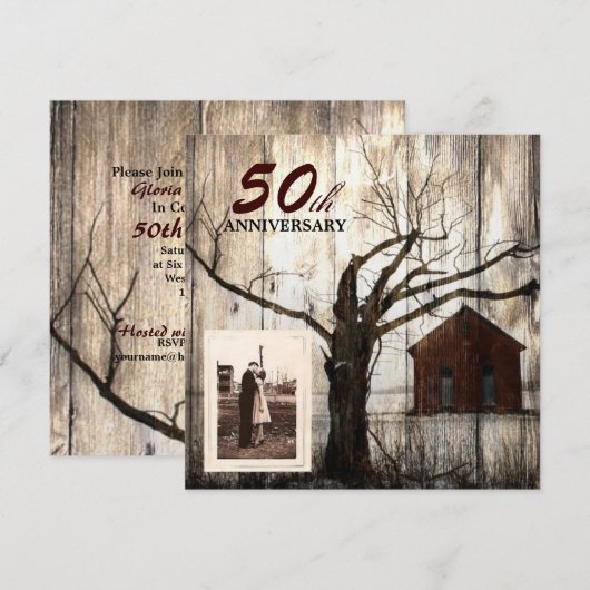 Rustisch land Rode Barn 50ste bruiloft Kaart (Voorkant / Achterkant)