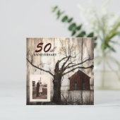 Rustisch land Rode Barn 50ste bruiloft Kaart (Staand voorkant)