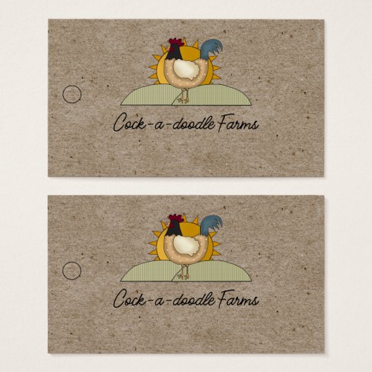Rustisch land Rooster Boerderij Kraft Product Labe Visitekaartje (Voorkant /achterkant)