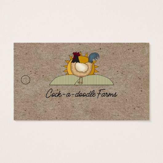 Rustisch land Rooster Boerderij Kraft Product Labe Visitekaartje (Achterkant)