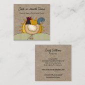 Rustisch Land Rooster Chicken Boerderij Fresh Eggs Vierkante Visitekaartje (Voorkant / Achterkant)