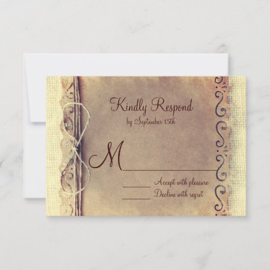 Rustisch land — RSVP — Bintage-weddenschap (Voorkant)