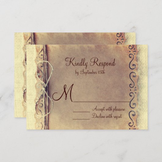 Rustisch land — RSVP — Bintage-weddenschap (Voorkant / Achterkant)