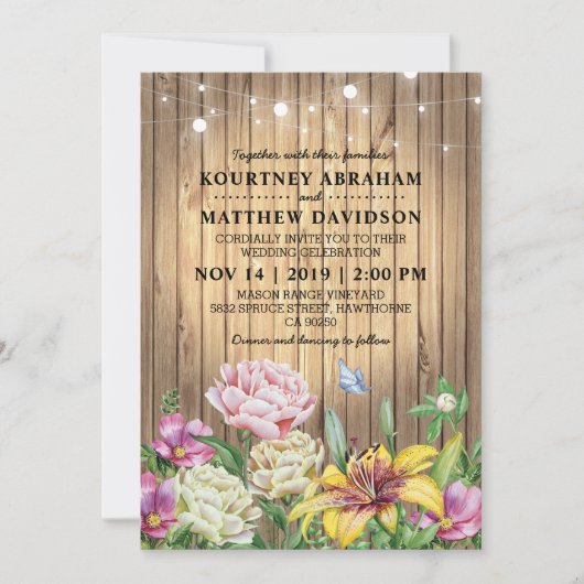 Rustisch land Spring Garden Floral Wedding Kaart (Voorkant)