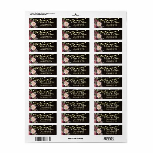 Rustisch land String Licht Roze Floral Dark Wood Etiket (Full Sheet)