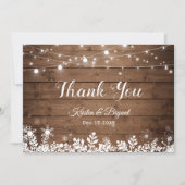 Rustisch land String Lights Winter Snowflakes Bedankkaart (Voorkant)
